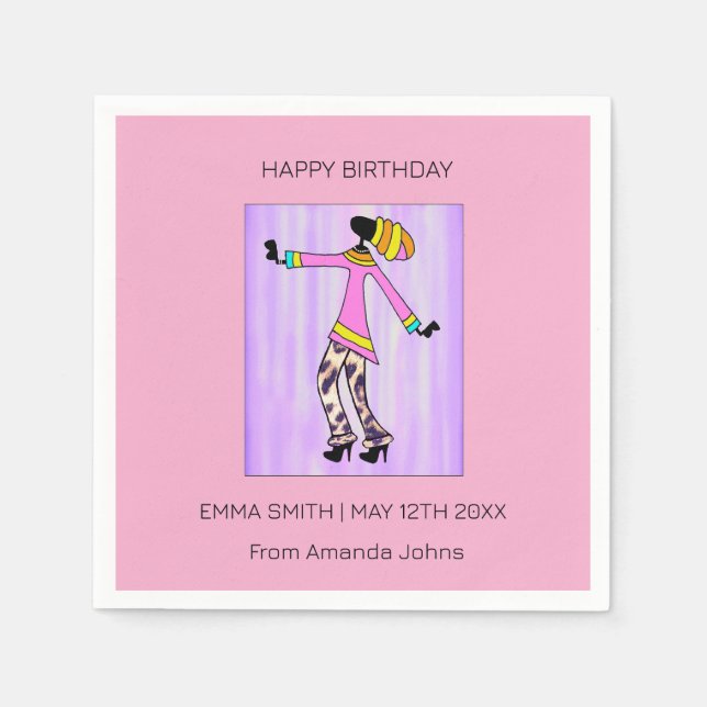Happy Birthday, Elegant and Trendy Girl  Napkins (Front)