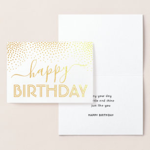 Happy Birthday Elegant Confetti & Stylish Script Foil Card