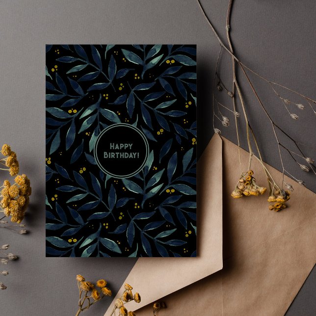 Happy birthday elegant floral branches holiday card (Creator Uploaded)