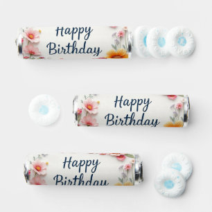 Happy Birthday Elegant Floral Wreath Breath Savers® Mints
