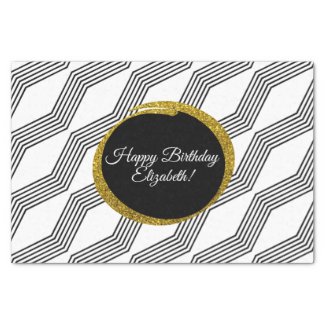 Happy Birthday Elegant Gold Glitter Black White