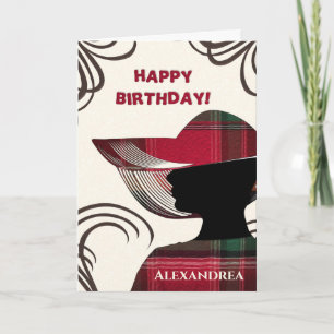 Happy Birthday Elegant Modern Lady Madras Custom Card