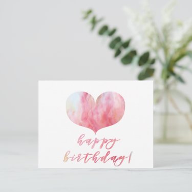 Happy Birthday! Elegant Pink Agate Heart 