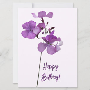 Happy birthday elegant purple floral cute girly    holiday card