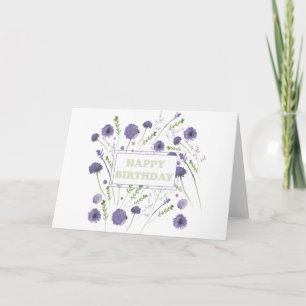 Happy Birthday Elegant Purple Watercolor Floral Card