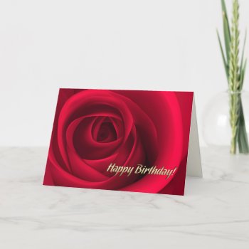 Happy Birthday. Elegant Red Rose  Card by artofmairin at Zazzle