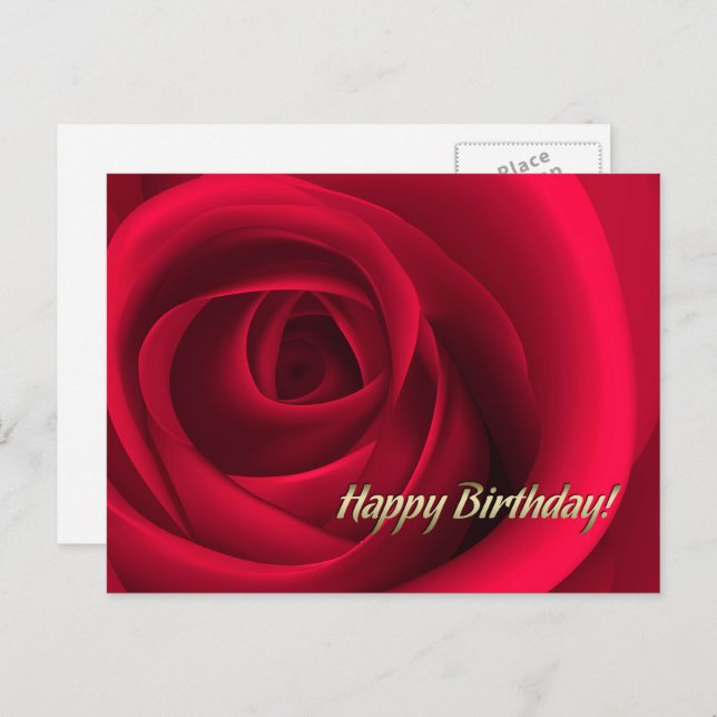 Happy Birthday. Elegant Red Rose  Postcard (Front/Back)