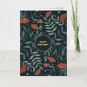 Happy birthday elegant vintage magical garden foil holiday card