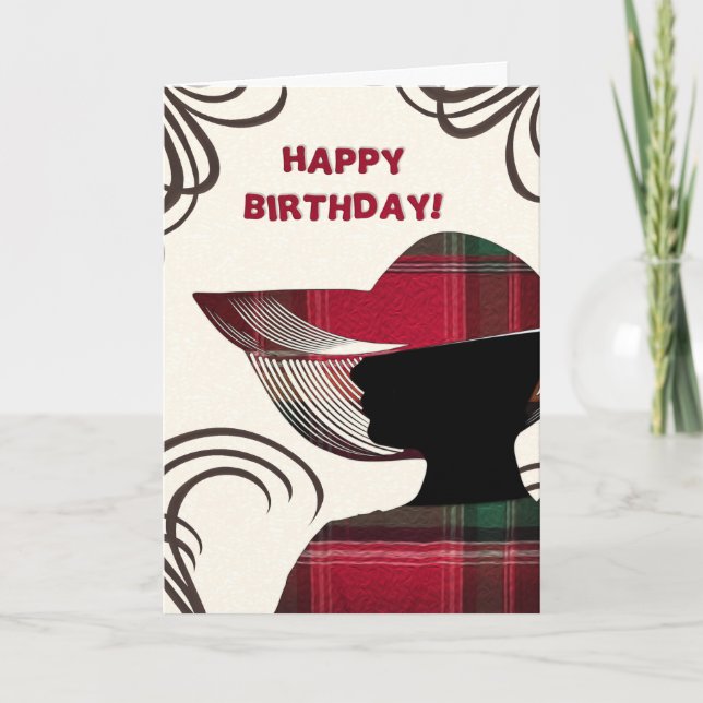 Happy Birthday Elegant Woman Madras Personalize  Card (Front)