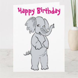 "HAPPY BIRTHDAY" ELEPHANT GIRL CARD