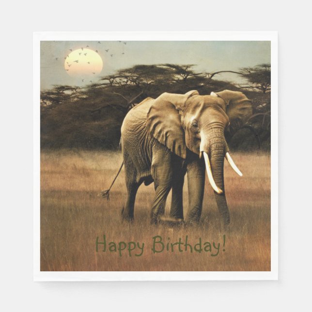 Happy Birthday Elephant Napkins (Front)