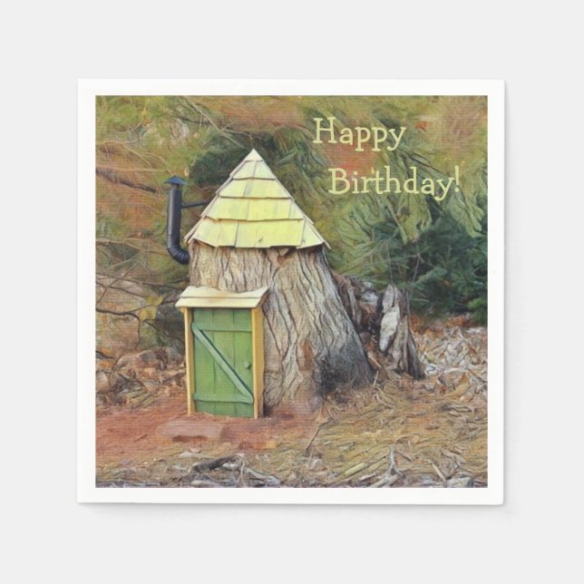 Happy Birthday Elf House Paper Napkins (Front)