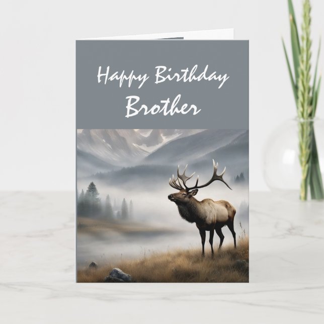 Happy Birthday Elk Brother who is Outstanding Card (Front)