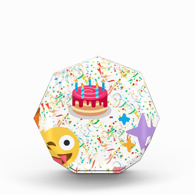 happy birthday emoji acrylic award (Front)