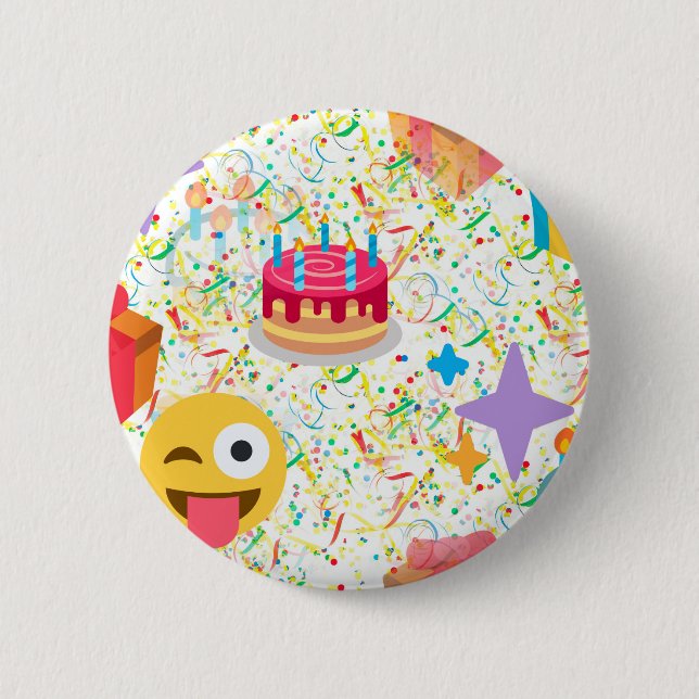 happy birthday emoji button (Front)