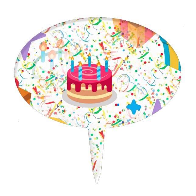happy birthday emoji cake topper (Front)