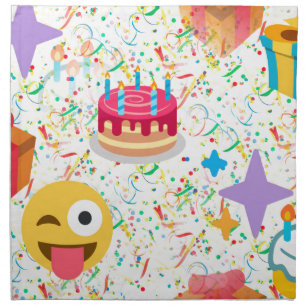 happy birthday emoji cloth napkin