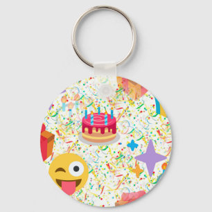 happy birthday emoji keychain