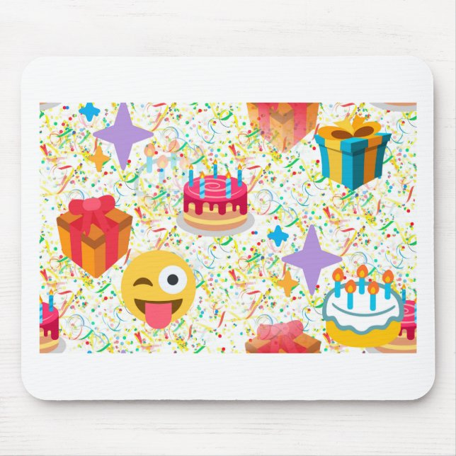 happy birthday emoji mouse pad (Front)