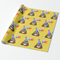 Happy Birthday Emoji Poop Wrapping Paper