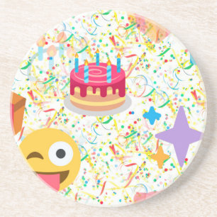 happy birthday emoji sandstone coaster