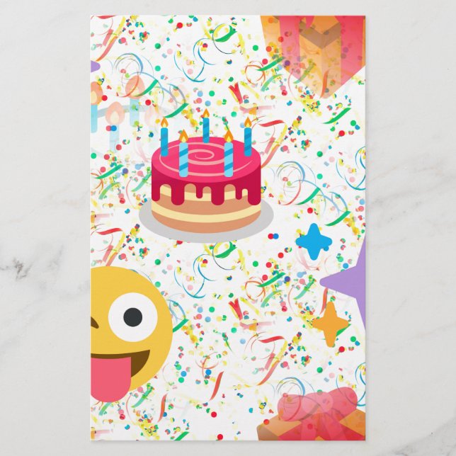 happy birthday emoji stationery (Front)