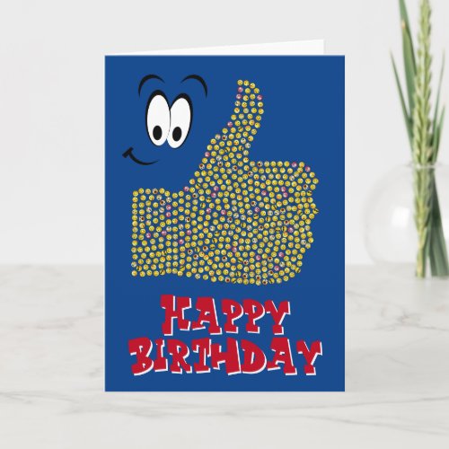 Happy Birthday Emoji Thumbs_Up Greeting Card