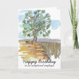 Happy Birthday Employee Pinyon Pine Tree Card