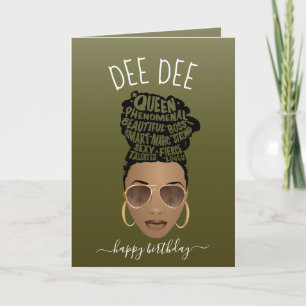Happy Birthday! Empowering Black Woman Olive Green Card