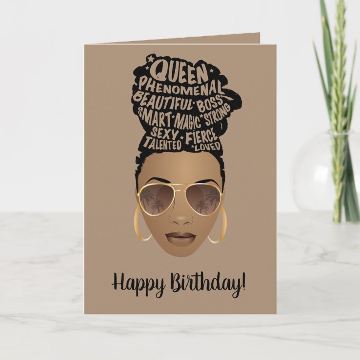 Happy Birthday! Encouraging Black Women, Brown Card | Zazzle