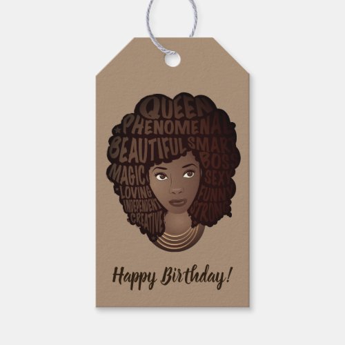 Happy Birthday Encouraging Black Women Brown Gift Tags