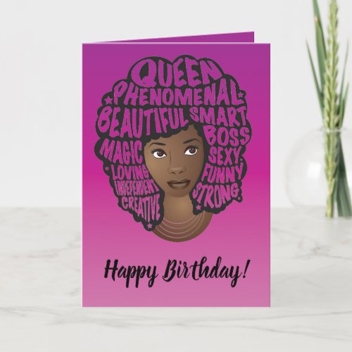 Happy Birthday Encouraging Black Women Magenta Card