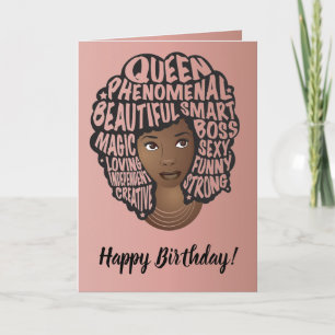 Happy Birthday, Encouraging Black Women, Pink Card