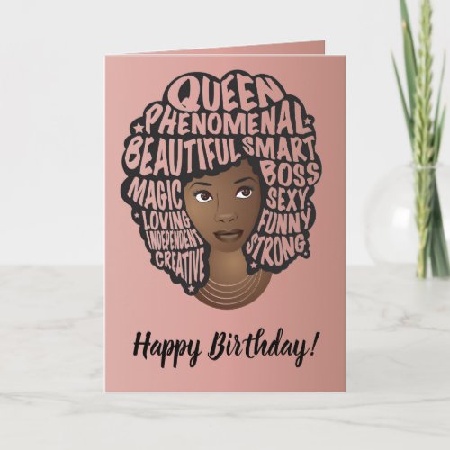 Happy Birthday Encouraging Black Women Pink Card