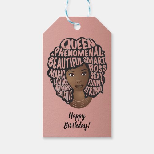 Happy Birthday Encouraging Black Women Pink Gift Tags