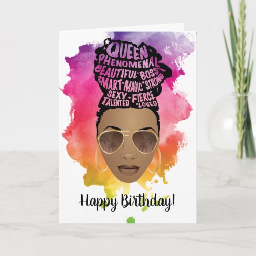 Happy Birthday Encouraging Black Women Watercolor Card