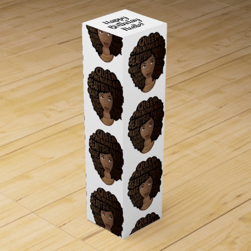 Happy Birthday Encouraging Black Women White Wine Box