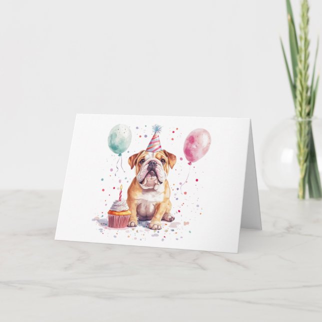 Happy Birthday English Bulldog Card (Front)