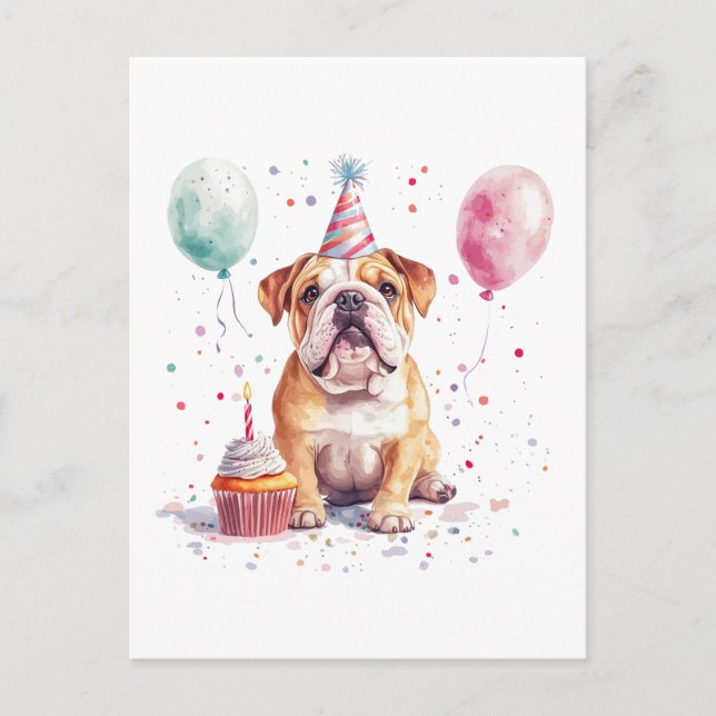Happy Birthday English Bulldog Postcard (Front)
