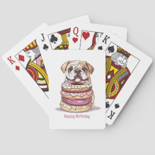 Happy Birthday English Bulldogs Poker Cards