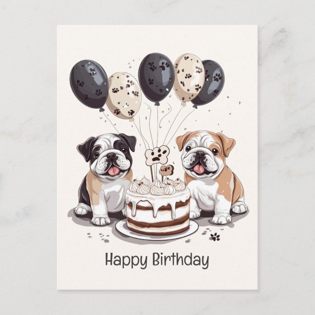 Happy Birthday English Bulldogs Postcard (Front)