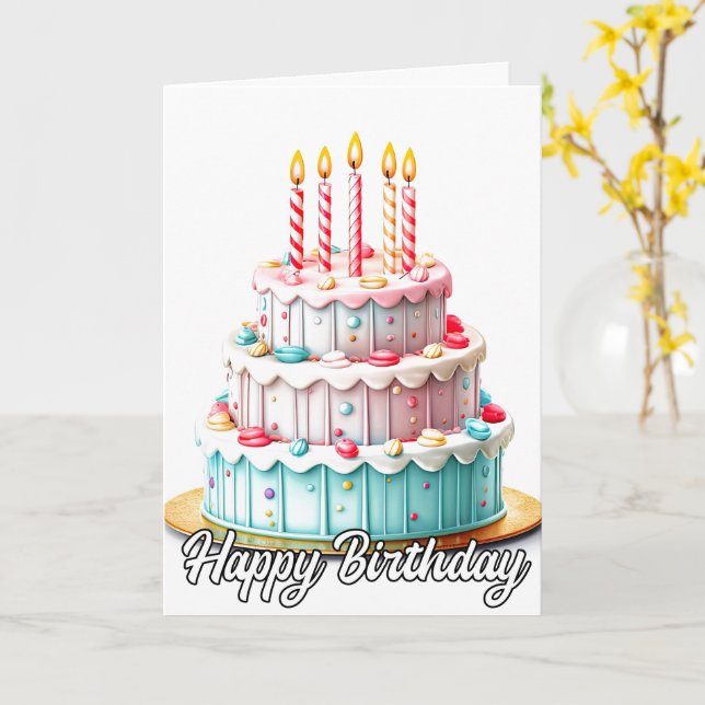 Happy Birthday | Enjoy Your Cake Card (Yellow Flower)