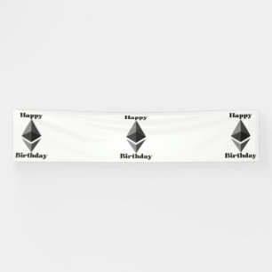 Happy Birthday Ethereum Icon 2.5x12 Vinyl Banner