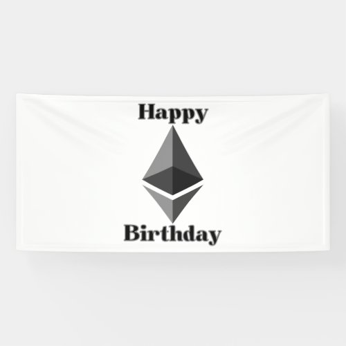 Happy Birthday Ethereum Icon 4x8 Vinyl Banner
