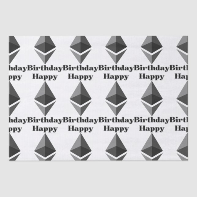 Happy Birthday Ethereum Icon Tissue Paper (Front)