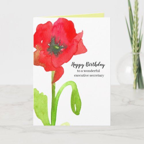 Happy Birthday Executive Secretary Poppy Flower Card