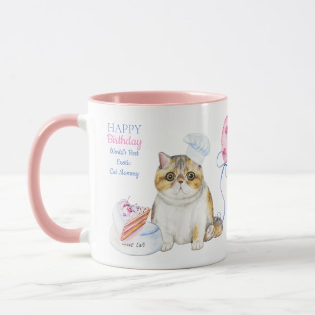 Happy Birthday EXOTIC Cat Mom - Personalized Mug (Left)