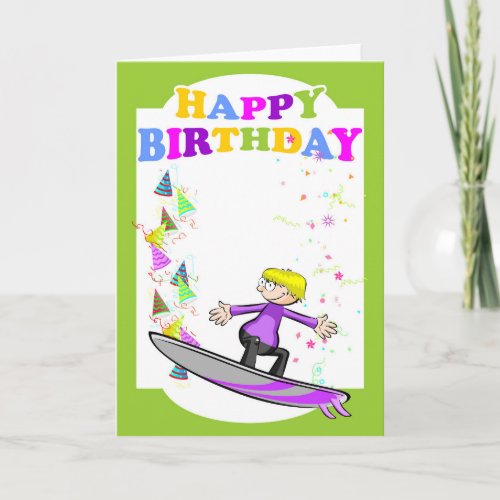 Happy birthday extreme surfer card