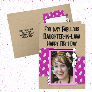 Happy Birthday fabulous daughter-in-law photo pink Card