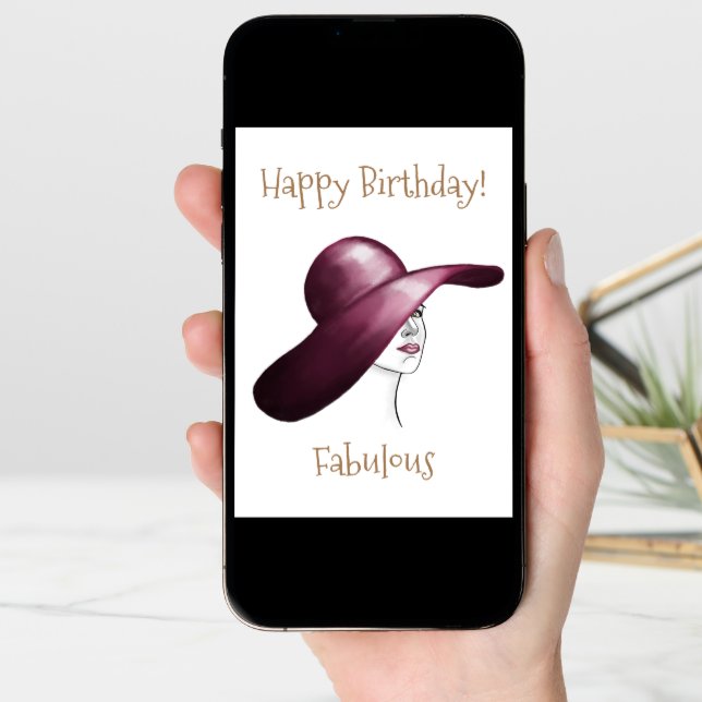 Happy Birthday Fabulous Elegant Woman Drawing Card (Front Digital)